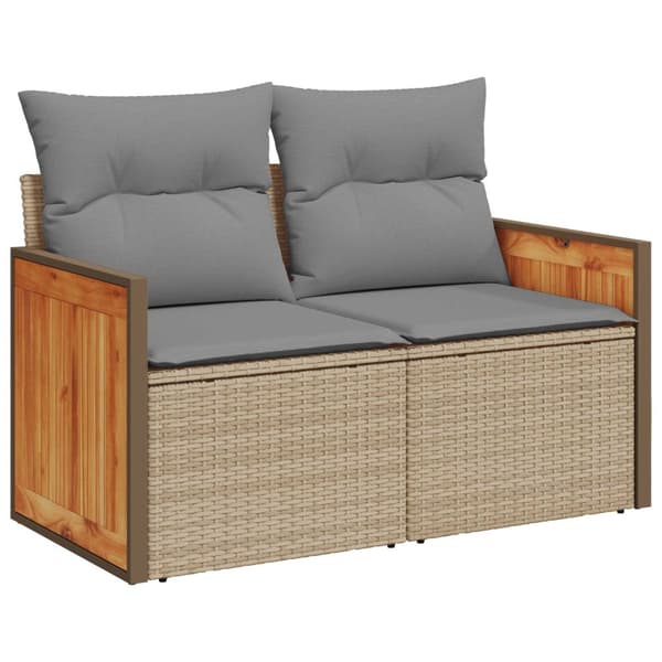 Soffset 7 pcs Beige och Ljusgrå Poly Rattan och stål