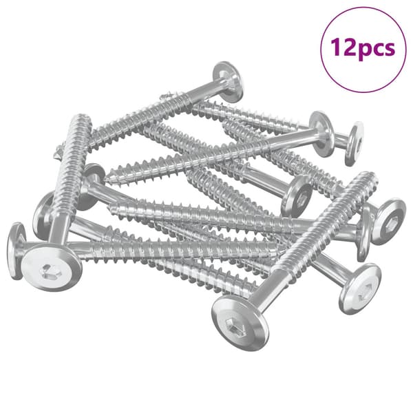 Träskruvar 12 pcs Silver M6 x 70 mm Stål