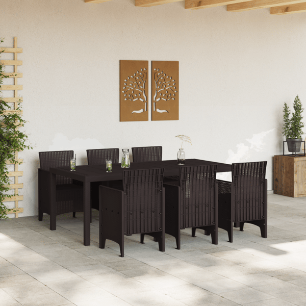 Trädgårdsmöbelset 7 pcs Brun Polypropylen