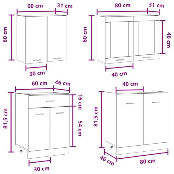 Köksenhet Lyon 4 pcs Betonggrå Konstruerat trä
