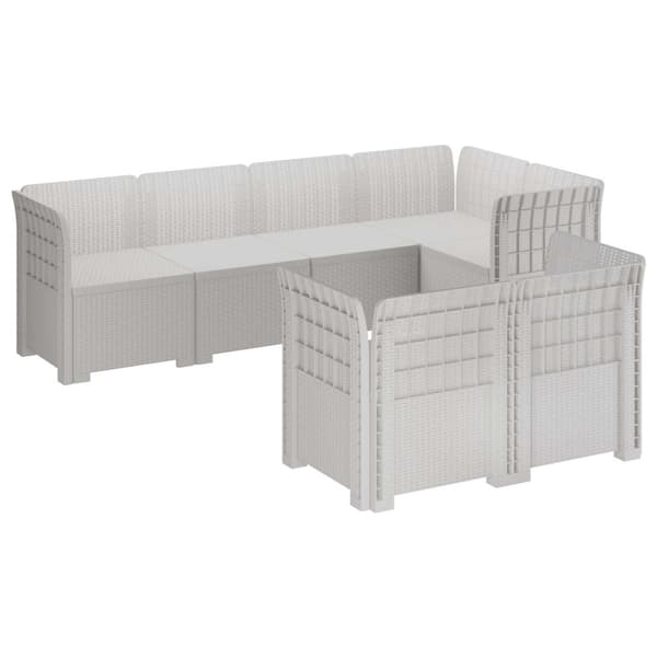 7-sits Soffa för Trädgård Rattanlook PP Vit