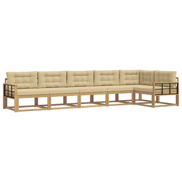 Utomhussoffset med kudde 4 pcs Vit och Beige Polyester