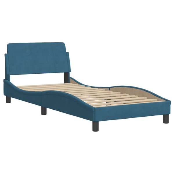 Bed Frame with Headboard "Dover" Blue 80x200 cm Velvet