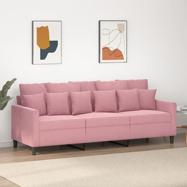 3-sitssoffa rosa 180 cm sammet