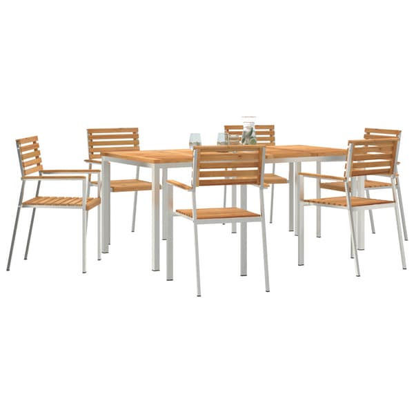 Trädgårdsmöbelset 7 pcs Brun Massivt teakträ