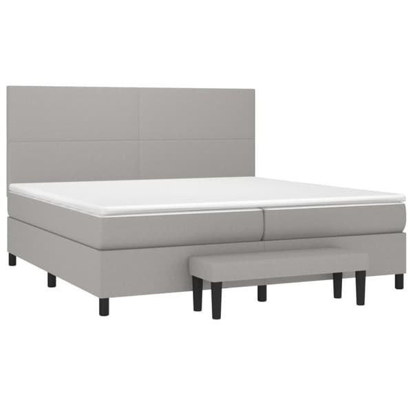 Ramsäng med madrass ljusgrå 200x200 cm tyg