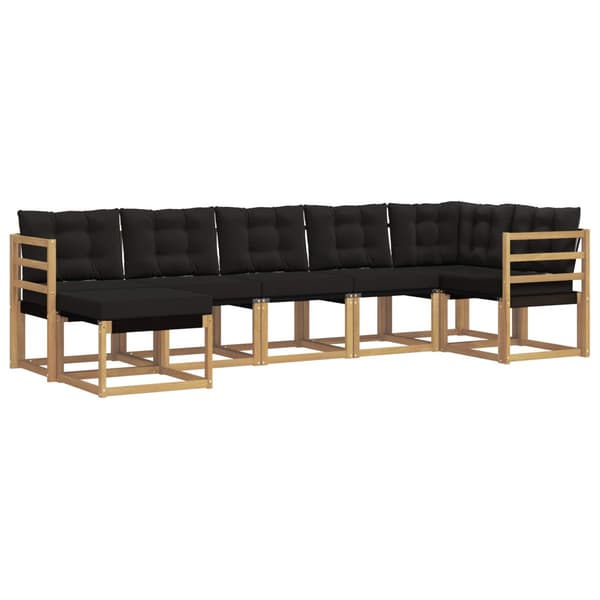 Utomhussoffset med kudde 7 pcs Vit och svart