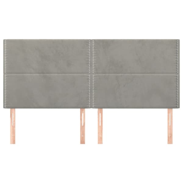 Sänggavel ljusgrå 200x5x118/128 cm sammet