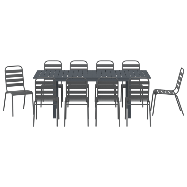 Trädgårdsmöbelset 11 pcs Antracit Pulverlackerad stål