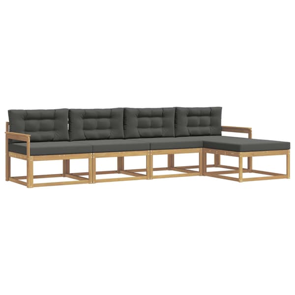 Utomhussoffset med kudde 4 pcs Vit och antracit Polyester