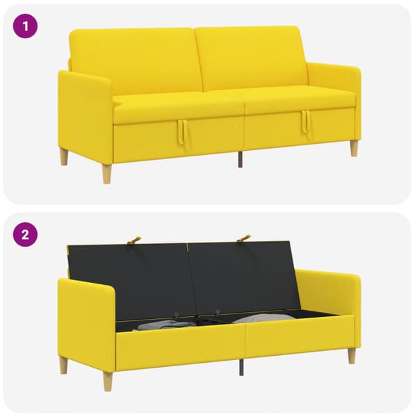 Soffa med förvaring Ljusgul 192 x 78 x 87 cm Polyester