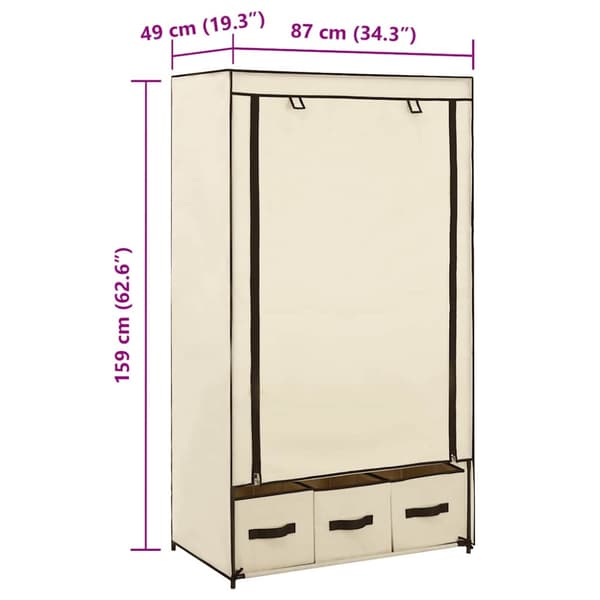 Garderob gräddvit 87x49x159 cm tyg
