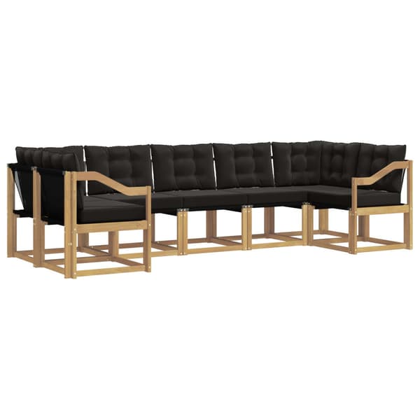 Utomhussoffset med kudde 7 pcs Vit och svart