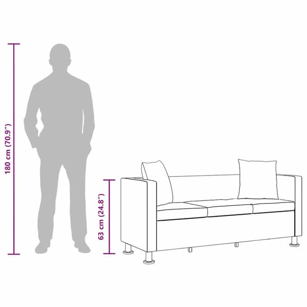 Soffa 3-sits konstläder svart