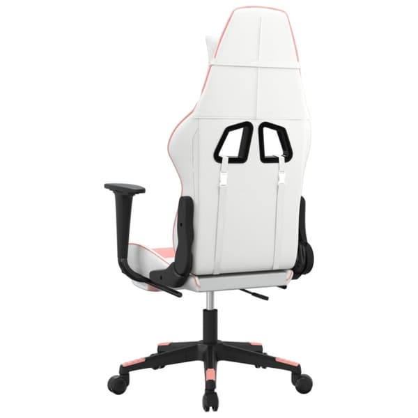 Gamingstol vit och rosa konstläder