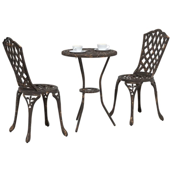 Trädgårds Bistro Set 3 pcs Brons Aluminium