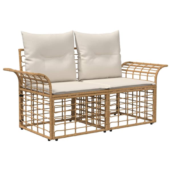 Utomhussoffset 6 pcs Naturlig och Creamvit Polyester