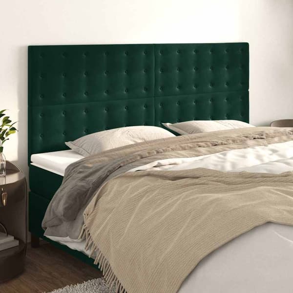 Sänggavel mörkgrön 180x5x118/128 cm sammet