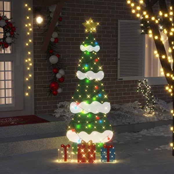 Belyst julgran med 3 presentlådor 2D varm vit 210 cm