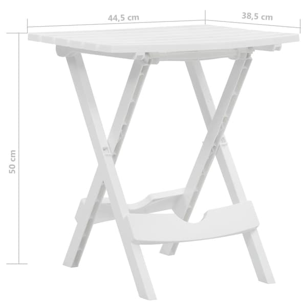 Hopfällbart trädgårdsbord 44,5x38,5x50 cm vit