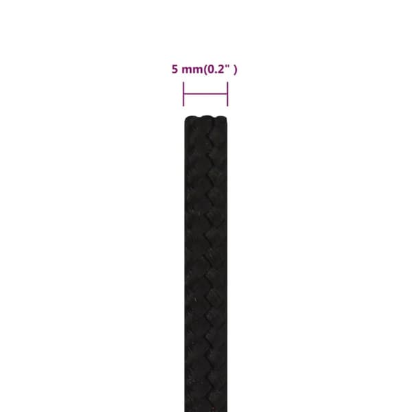 Rep svart 5 mm 100 m polyester