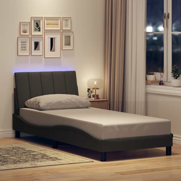 Bed Frame without Mattress "Hanko" Dark Grey 90x200cm Fabric