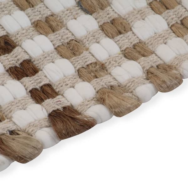 Badrumsmattor handvävd jute beige och vit