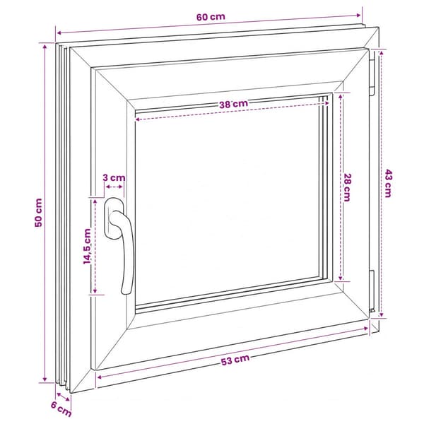 Källarfönster RISOR 60 x 50 cm PVC och glas