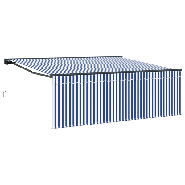 Utfällbar markis Blå och Vit 400 × 300 cm