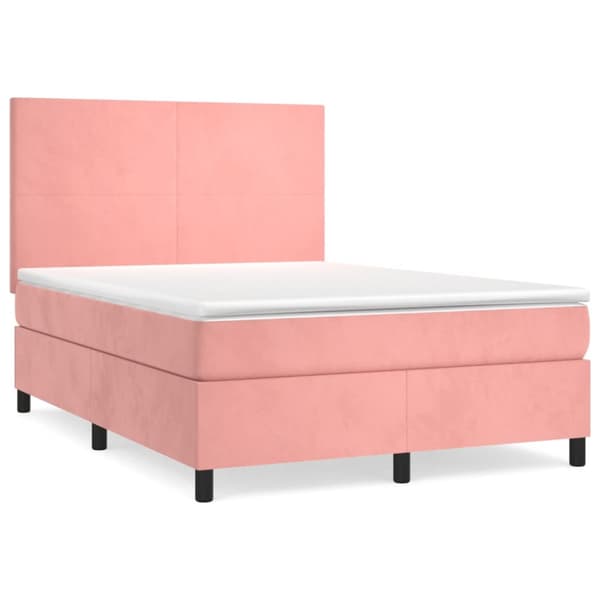 Ramsäng med madrass rosa 140x200 cm sammet