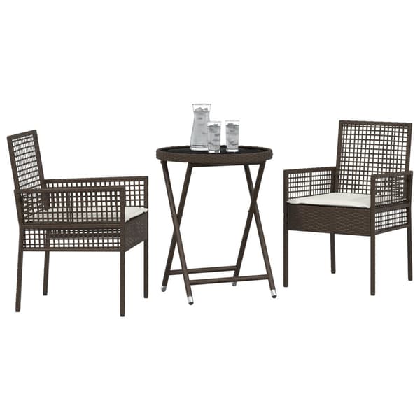 Trädgårds Bistro Set 3 pcs Brun konstrotting