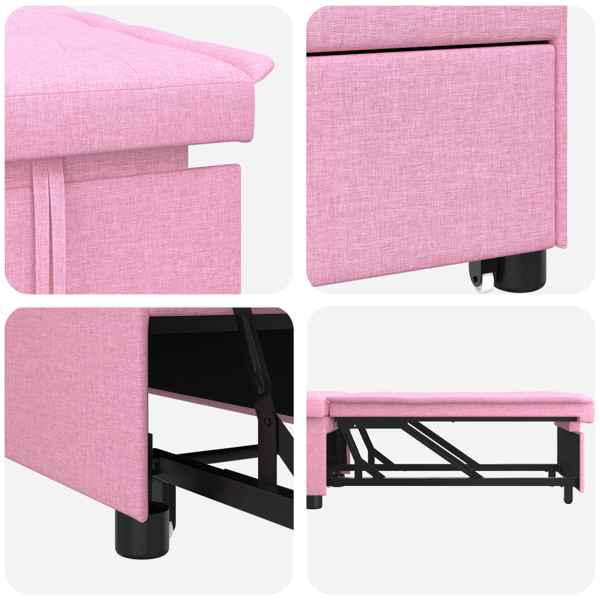 Pull Out Sofa Bed Rosa 194 x 50 x 82 cm tyg