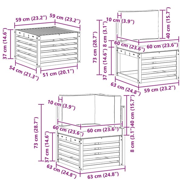 Utomhussoffset med kudde 8 pcs Vit och antracit Polyester