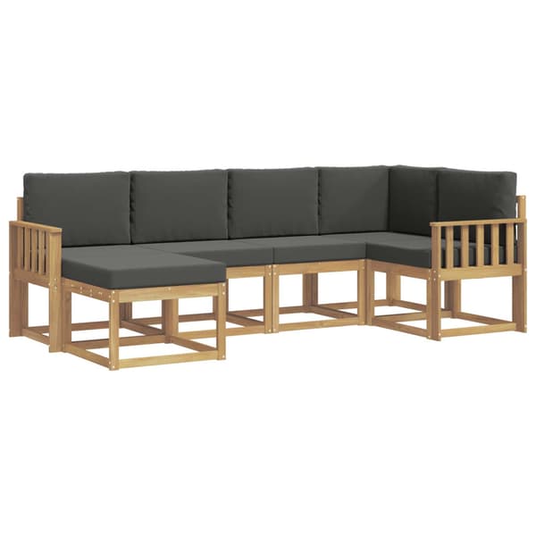Utomhussoffset med kudde 6 pcs Vit och antracit Polyester