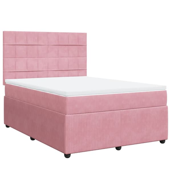 Ramsäng med madrass rosa 160x200 cm sammet