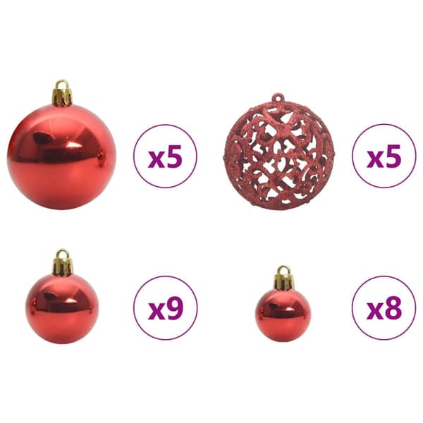 Julprydnad Set med 150 LED-lampor 61 pcs Röd Plast