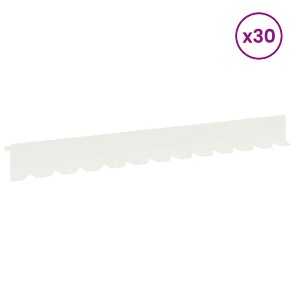 Kant för gräsmatta 30 pcs 102 x 10 x 4 cm Stål Vit