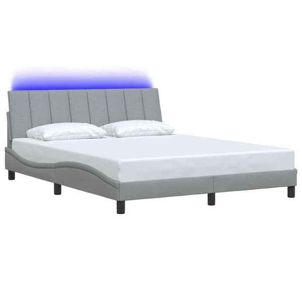 Bed Frame without Mattress "Hanko" Light Grey 160x200cm Fabric