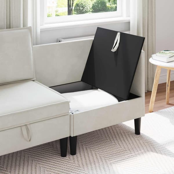Soffa med förvaring Gräddvit Sammet