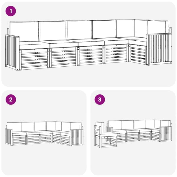 Utomhussoffset 6 pcs Vit och antracit 306 x 128,5 x 73 cm