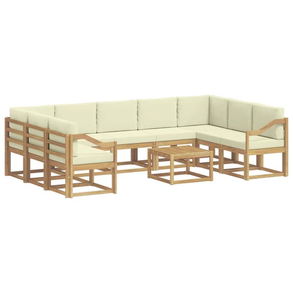 Utomhussoffset 10 pcs Vit och grädde 59 x 59 x 37 cm Polyester