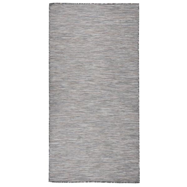 Utomhusmatta plattvävd 100x200 brun och blå