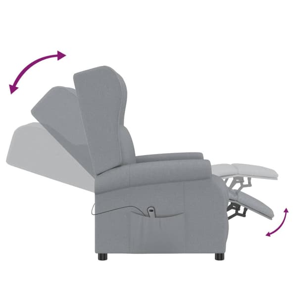 Elektrisk reclinerfåtölj ljusblå tyg