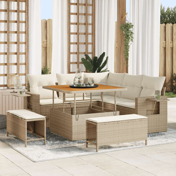Trädgårdsoffset 8 st Beige konstrotting