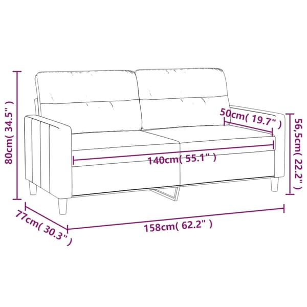 2-sitssoffa svart 140 cm tyg