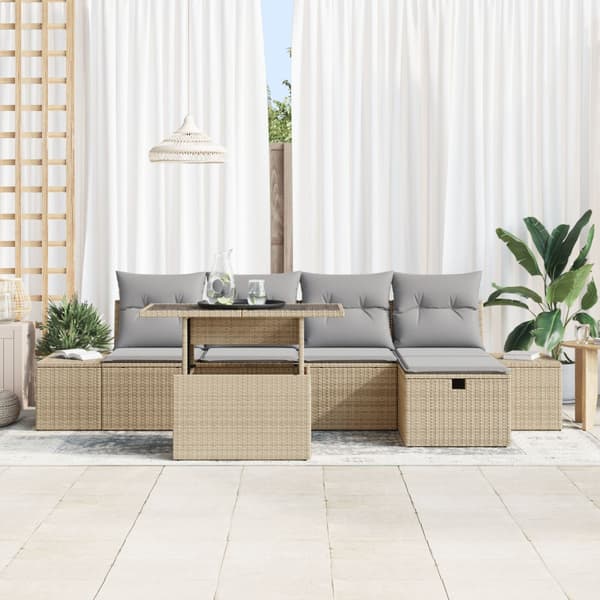 Trädgårdsoffset 6 pcs Beige konstrotting