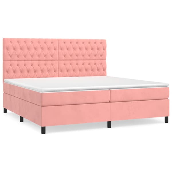 Ramsäng med madrass rosa 200x200 cm sammet