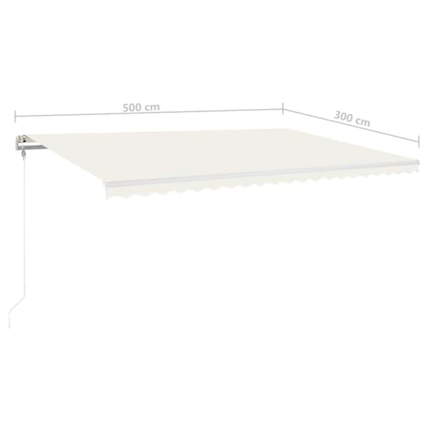 Automatisk markis med vindsensor & LED 500x300 cm gräddvit