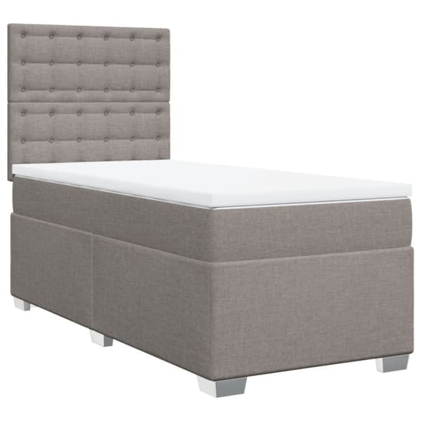 Ramsäng med madrass taupe 100x200 cm tyg