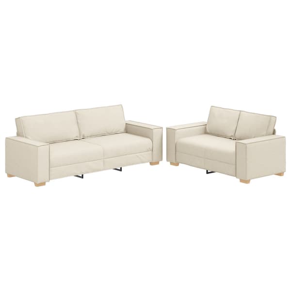 Soffa 2 st Beige Linnenblandad tyg
